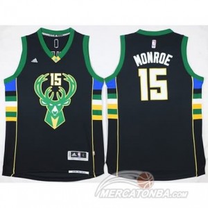 Canotte Basket Monroe Milwaukee Bucks Nero