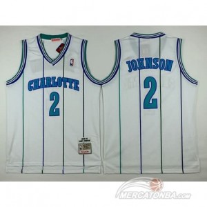 Canotte Basket Retro Johnson Charlotte New Orleans Hornets Bianco