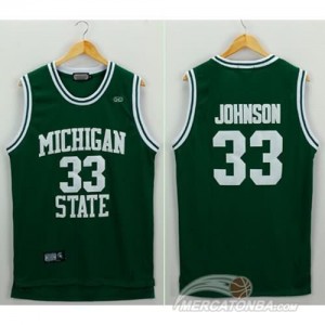 Canotte Basket NCAA Michigan State Johnson Verde