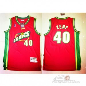 Maglie Basket retro Kemp Seattle Sonics Rosso